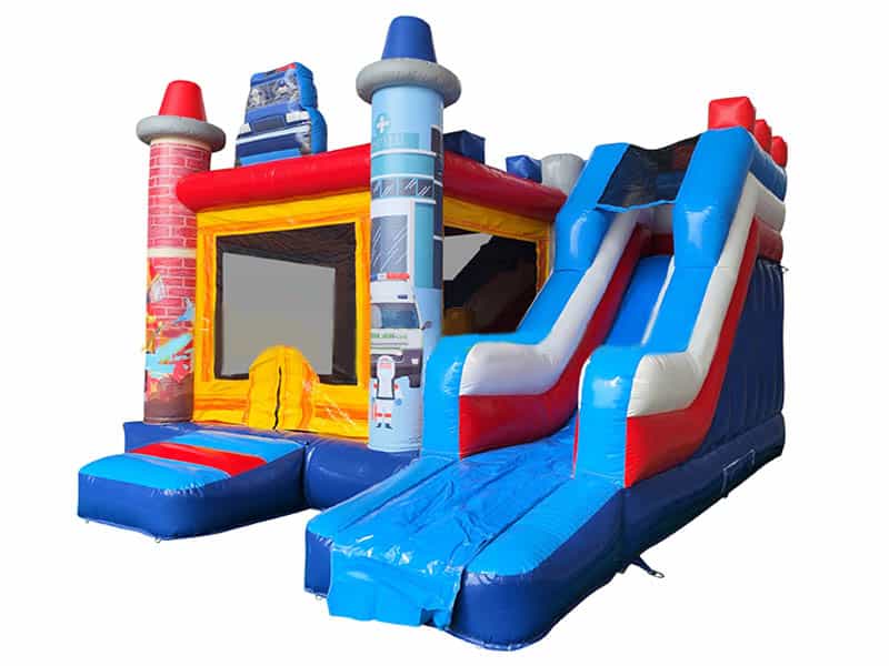 E132711 Hüpfburg Blaulichthelden Mit Rutsche – Bild 1